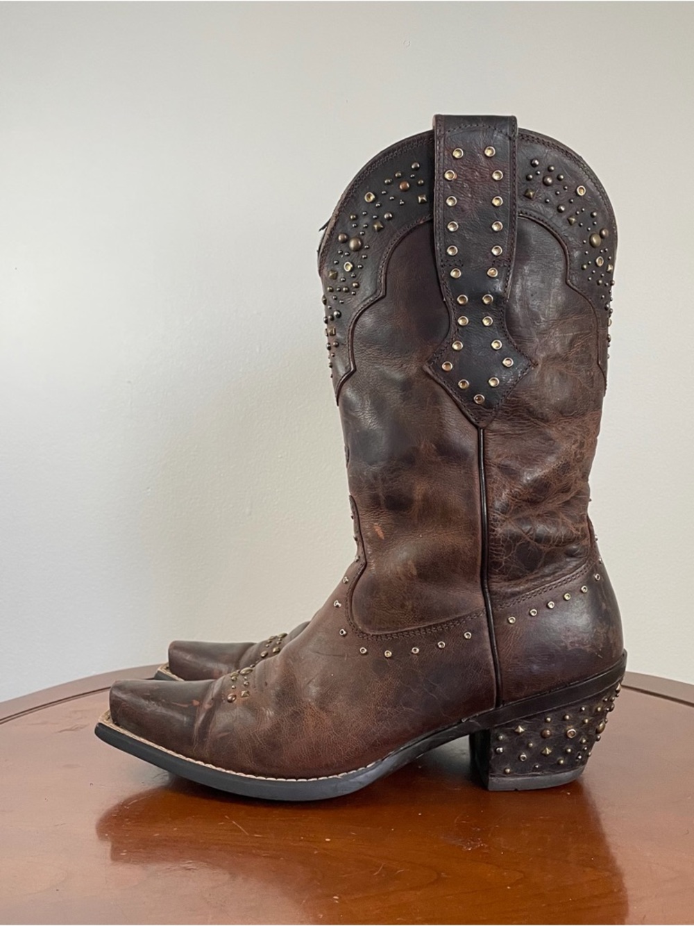 Studded Brown Leather Western Cowboy Boots